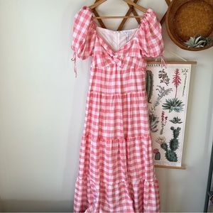 NWT “English Factory” Knotted Gingham Maxi Dress